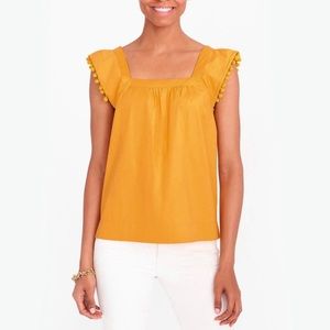J. Crew Factory Yellow Pom-Pom Sleeve Top Size 4